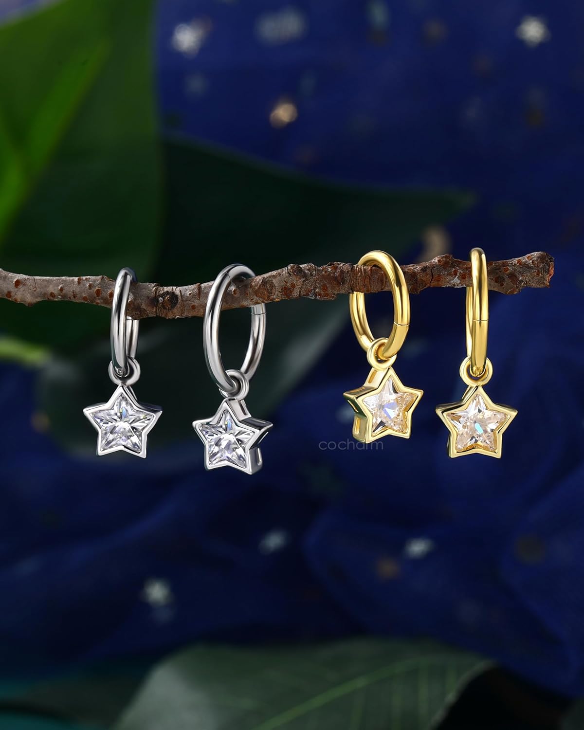 Clicker Belly Button Rings 14G Dangle Star Belly Nagel Rings for Women Surgical Steel Belly Navel Button Piercing 8/10MM - 我的商店我的商店我的商店