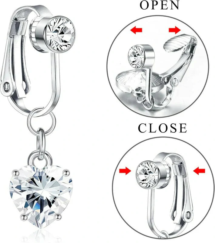 Clip On Fake Navel Non Piercing Piercing Belly Button Clip Easy to Wear Navel Rings