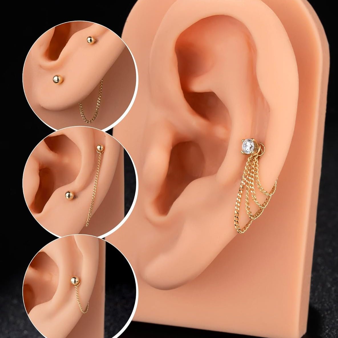 Convertible Dangle Chain for Double Piercings Drop Dangle Earrings - QIAO CrystalQIAO CrystalQIAO Crystal