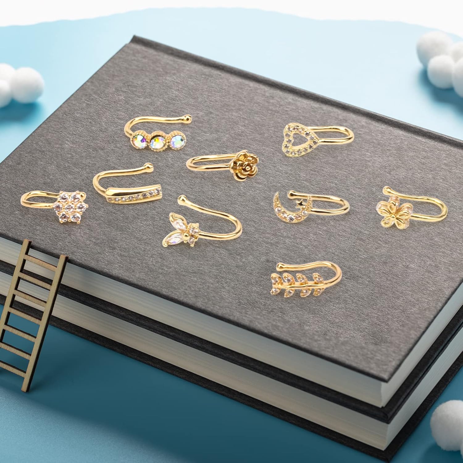 CrazyPiercing Fake Nose Ring CZ African Nose Cuffs Gold/Silver/Rose Gold Faux Septum Nose Rings Clip on Nose Jewelry for Woman Non Pierced Jewelry - QIAO CrystalQIAO CrystalQIAO Crystal