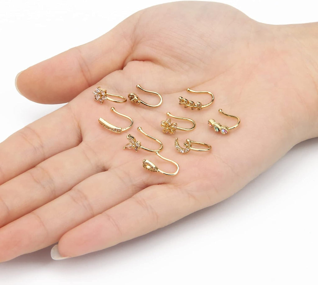 CrazyPiercing Fake Nose Ring CZ African Nose Cuffs Gold/Silver/Rose Gold Faux Septum Nose Rings Clip on Nose Jewelry for Woman Non Pierced Jewelry - QIAO CrystalQIAO CrystalQIAO Crystal