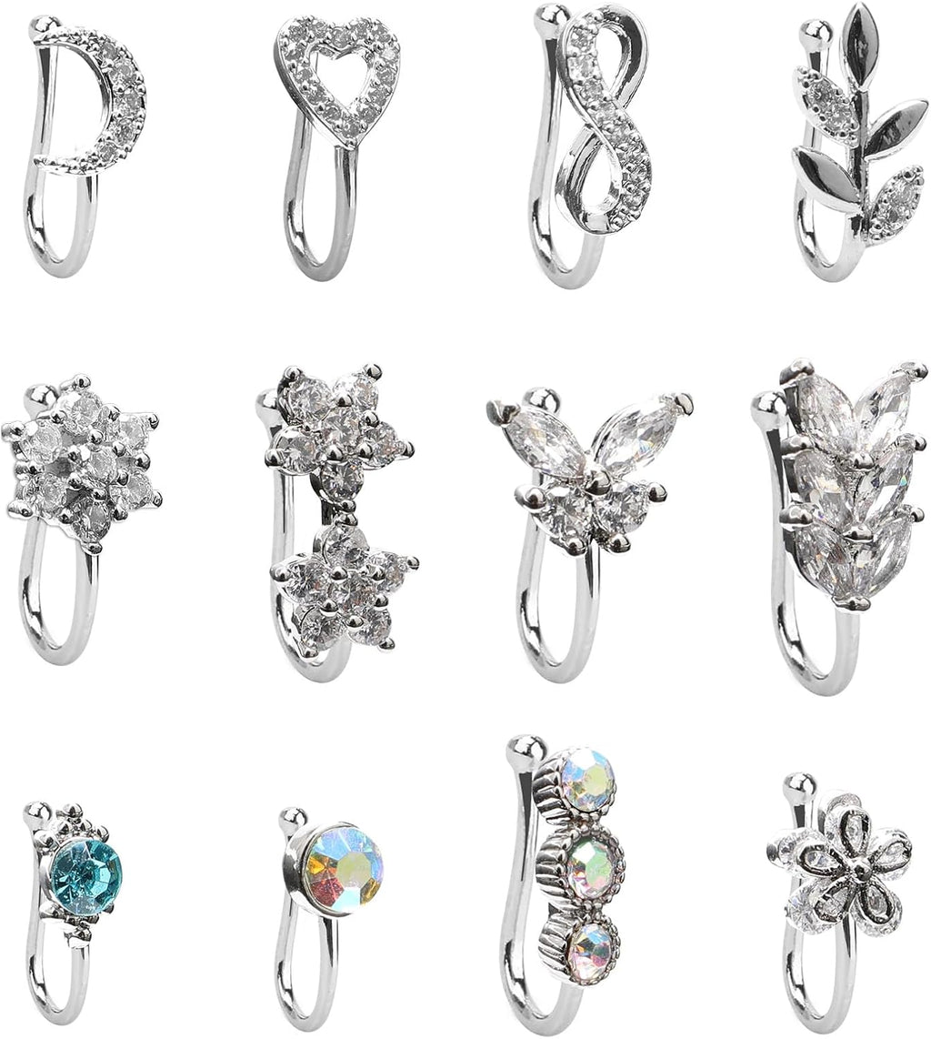 CrazyPiercing Fake Nose Ring CZ African Nose Cuffs Gold/Silver/Rose Gold Faux Septum Nose Rings Clip on Nose Jewelry for Woman Non Pierced Jewelry - QIAO CrystalQIAO CrystalQIAO Crystal