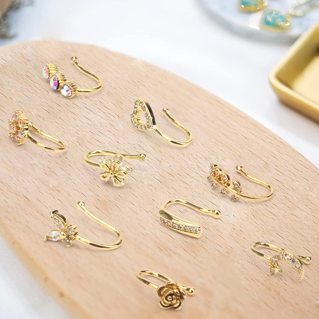 CrazyPiercing Fake Nose Ring CZ African Nose Cuffs Gold/Silver/Rose Gold Faux Septum Nose Rings Clip on Nose Jewelry for Woman Non Pierced Jewelry - QIAO CrystalQIAO CrystalQIAO Crystal