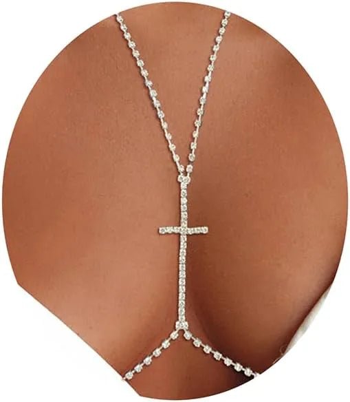 Cross Chest Body Chains Silver Gold Sexy Layered Bikini Bra Body Chain Necklace Summer - QIAO CrystalQIAO CrystalQIAO Crystal