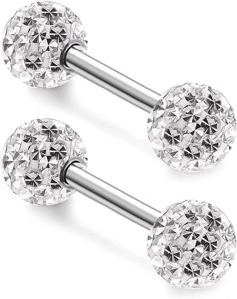 Crystal 14G Studs Nipple Rings Piercing Barbell Anti-allergy Surgical Steel Pairs