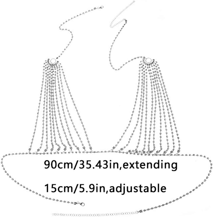 Crystal Body Chain Sparkly Rhinestone Bikini Chest Chains Bra Nightclub - QIAO CrystalQIAO CrystalQIAO Crystal