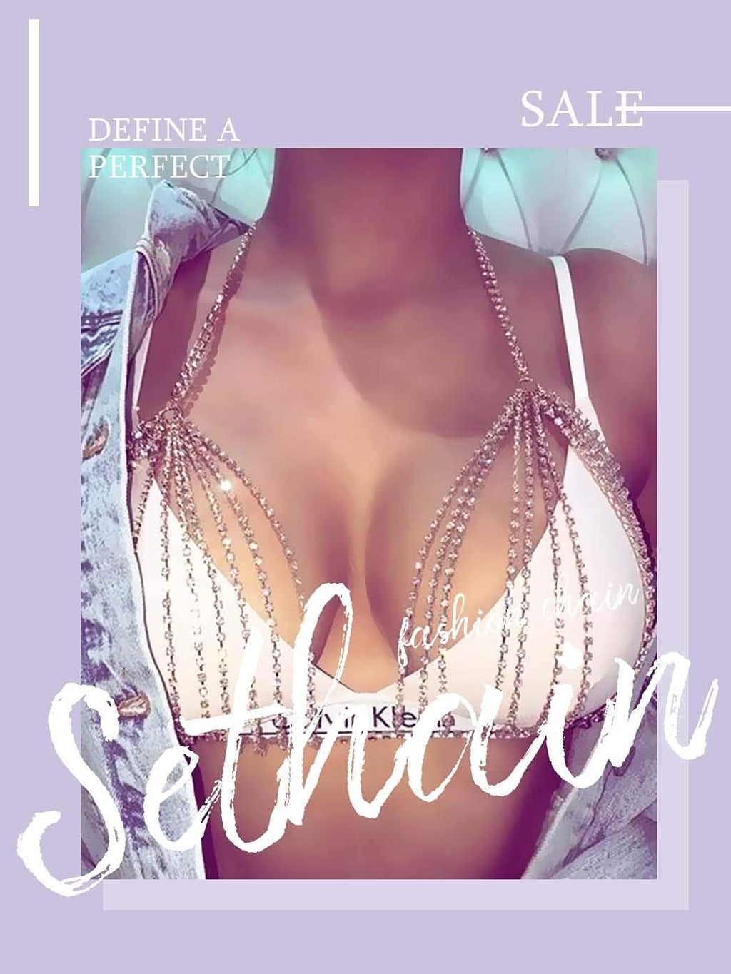 Crystal Body Chain Sparkly Rhinestone Bikini Chest Chains Bra Nightclub - QIAO CrystalQIAO CrystalQIAO Crystal