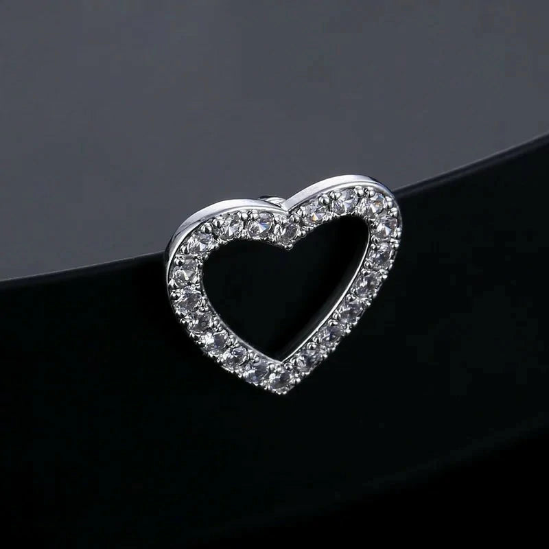 Cute Silver Heart Belly Button Rings Dazzling Zircon Belly Button Rings Dangle Navel Piercing Jewelry