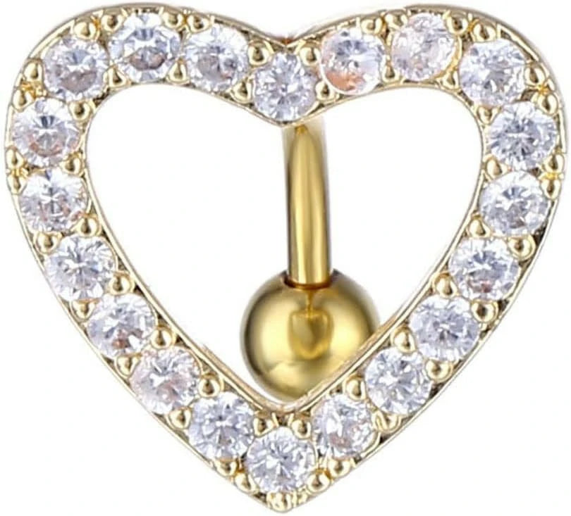 Cute Silver Heart Belly Button Rings Dazzling Zircon Belly Button Rings Dangle Navel Piercing Jewelry