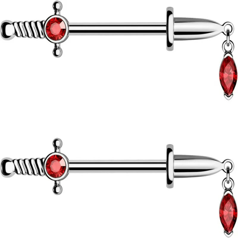 Dagger Nipple Ring 14G Gold Nipple Rings 316L Stainless Steel Nipple Piercing