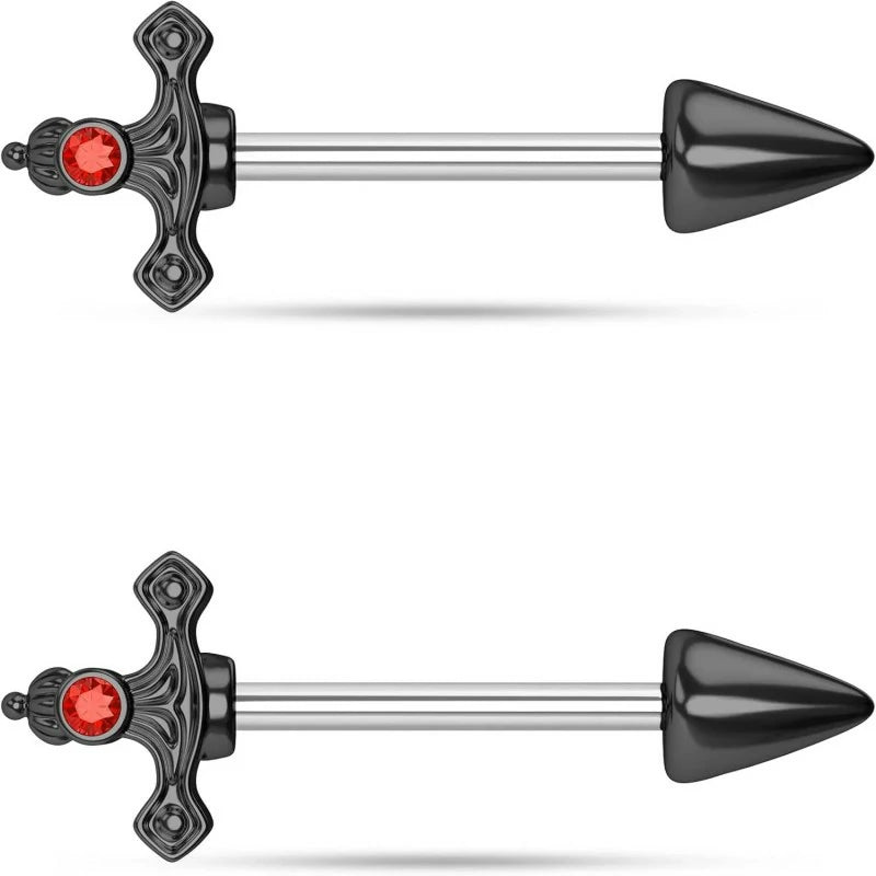 Dagger Nipple Rings 316L Surgical Steel 14 Gauge Goth Piercing Jewelry