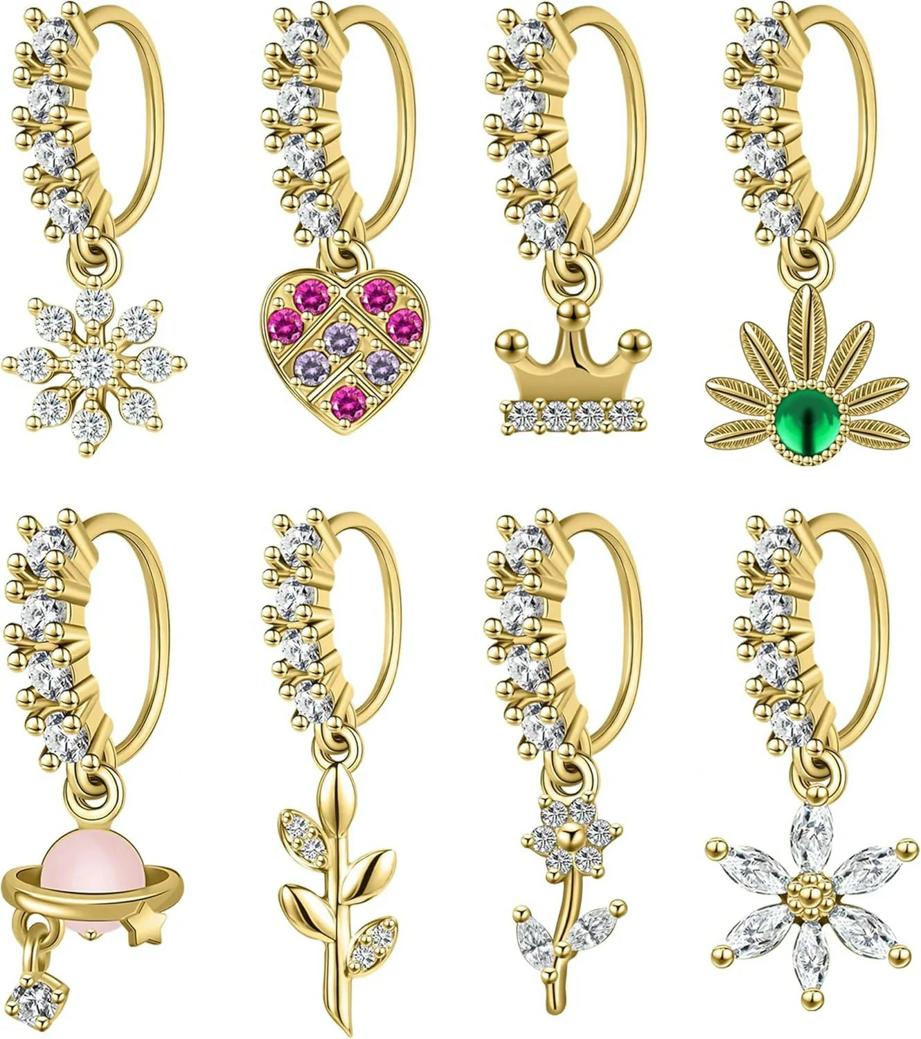 23-40 Pcs Gold Nose Rings & Studs - 18G & 20G Nose Piercing Jewelry