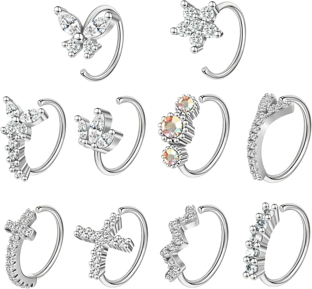 23-40 Pcs Gold Nose Rings & Studs - 18G & 20G Nose Piercing Jewelry