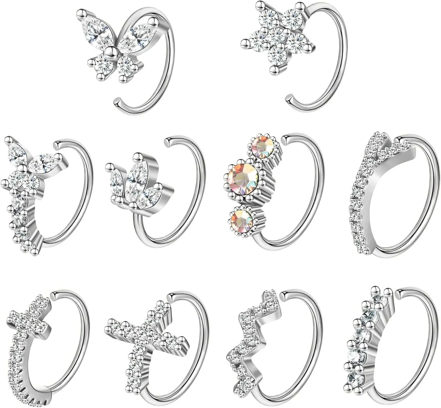 23-40 Pcs Gold Nose Rings & Studs - 18G & 20G Nose Piercing Jewelry