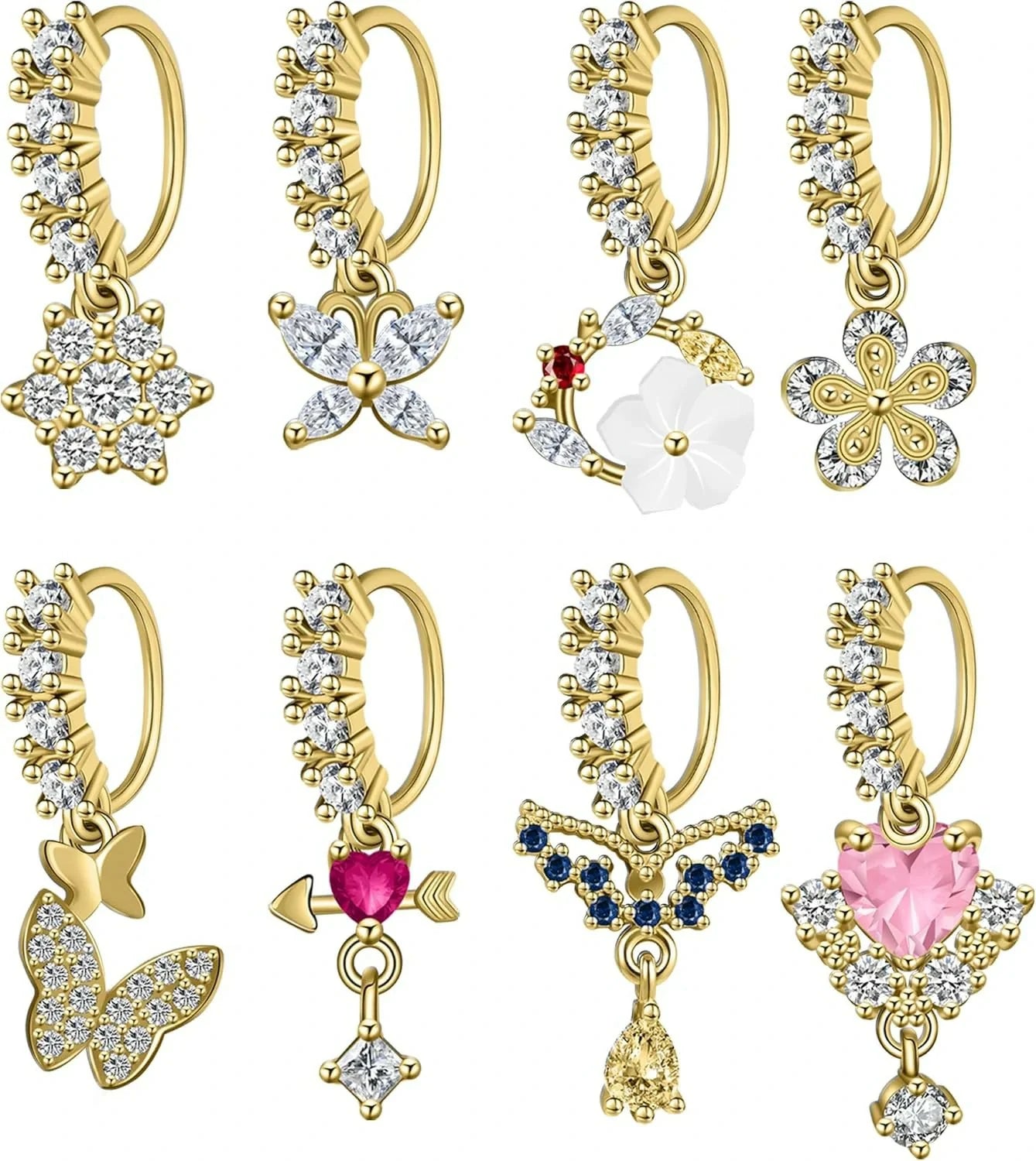 23-40 Pcs Gold Nose Rings & Studs - 18G & 20G Nose Piercing Jewelry
