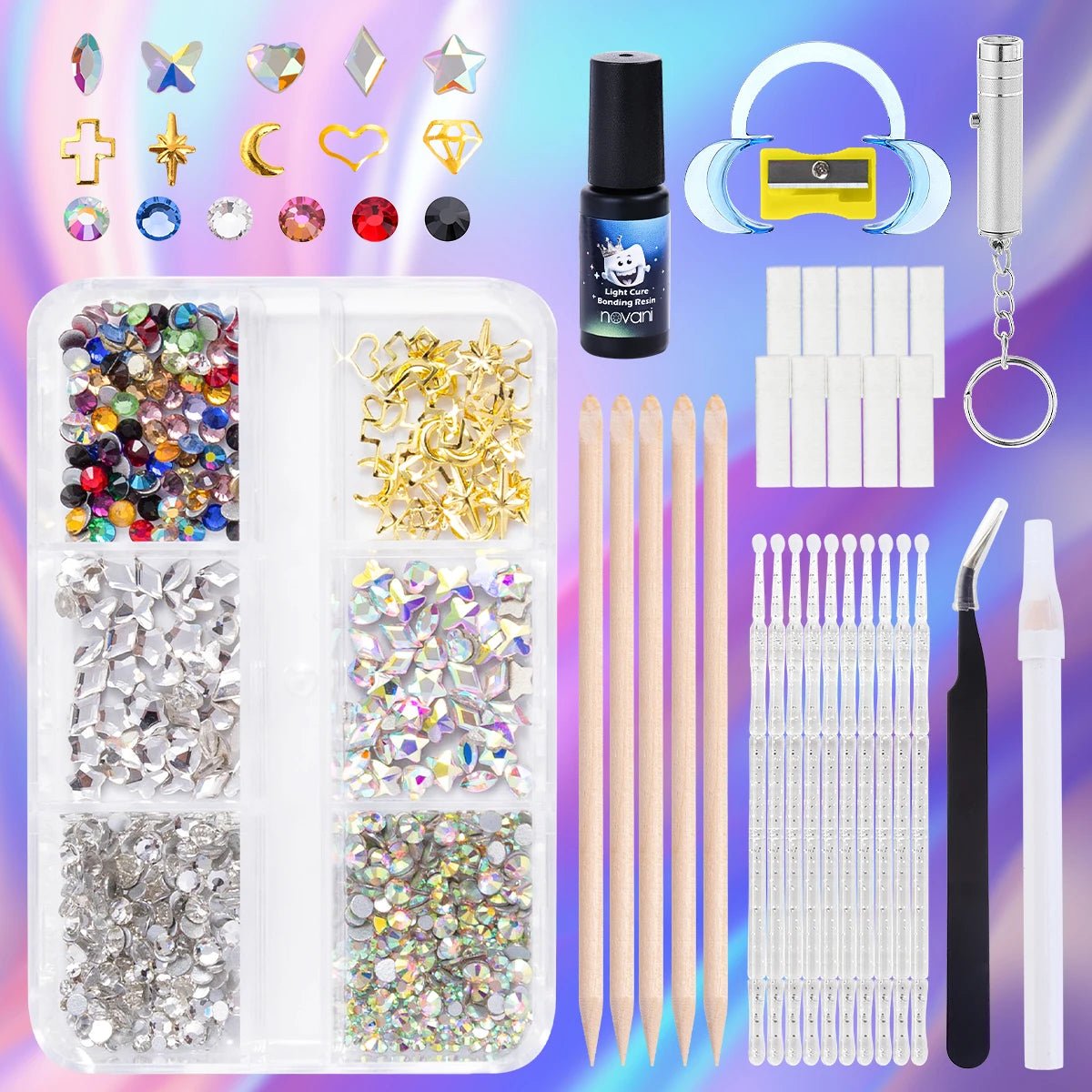 Dental Decorative Gemstones with Eco - friendly Glue Tooth Gemstone Kit DIY Tooth Gemstone Kit Temporary Styling Crystal Flat Shoes - QIAO CrystalQIAO CrystalQIAO Crystal