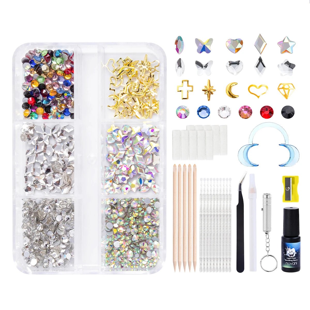 Dental Decorative Gemstones with Eco - friendly Glue Tooth Gemstone Kit DIY Tooth Gemstone Kit Temporary Styling Crystal Flat Shoes - QIAO CrystalQIAO CrystalQIAO Crystal