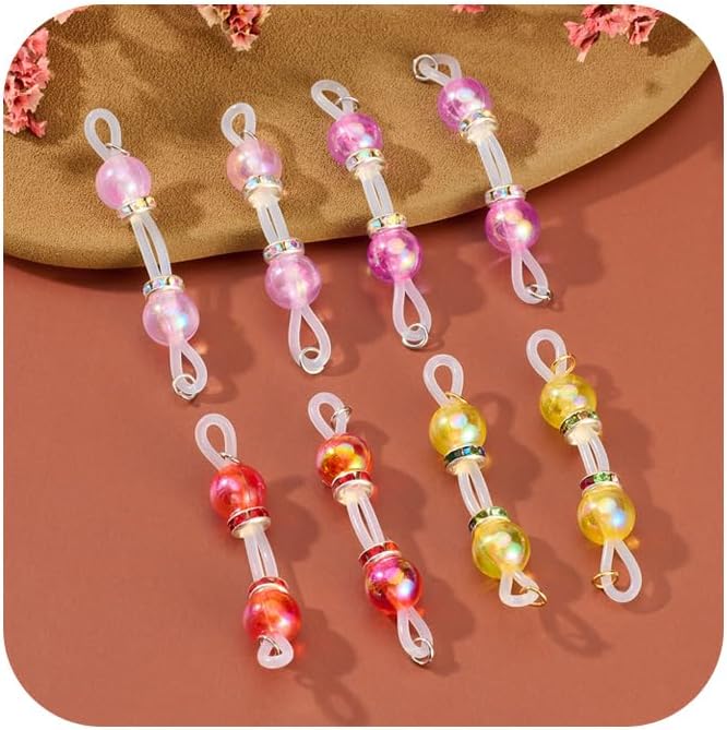 DJCIW 4 Pairs Handmade Fake Nipple Rings,Adjustable Nipple Nooses with 8mm Silicone Multicolor Beads and Barbells,Non - Piercing Faux Nipple Piercing Comfortable Everyday Wear Cute Body Jewelry - QIAO CrystalQIAO CrystalQIAO Crystal