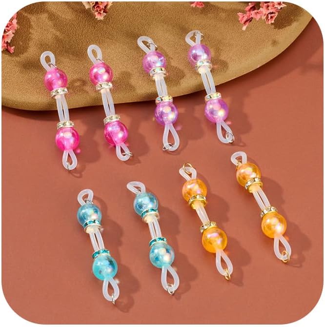 DJCIW 4 Pairs Handmade Fake Nipple Rings,Adjustable Nipple Nooses with 8mm Silicone Multicolor Beads and Barbells,Non - Piercing Faux Nipple Piercing Comfortable Everyday Wear Cute Body Jewelry - QIAO CrystalQIAO CrystalQIAO Crystal