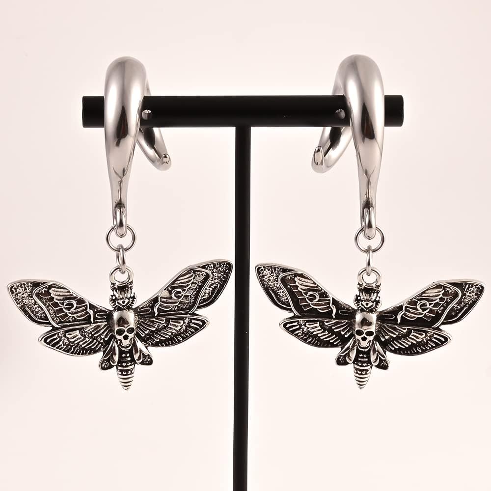 DOEARKO 2 PCS Butterfly Ear Dangle Plugs 316 Stainless Steel Ear Hangers Ear Gauges Piercing Plug Pair Selling 2g 0g Body Jewelry - QIAO CrystalQIAO CrystalQIAO Crystal