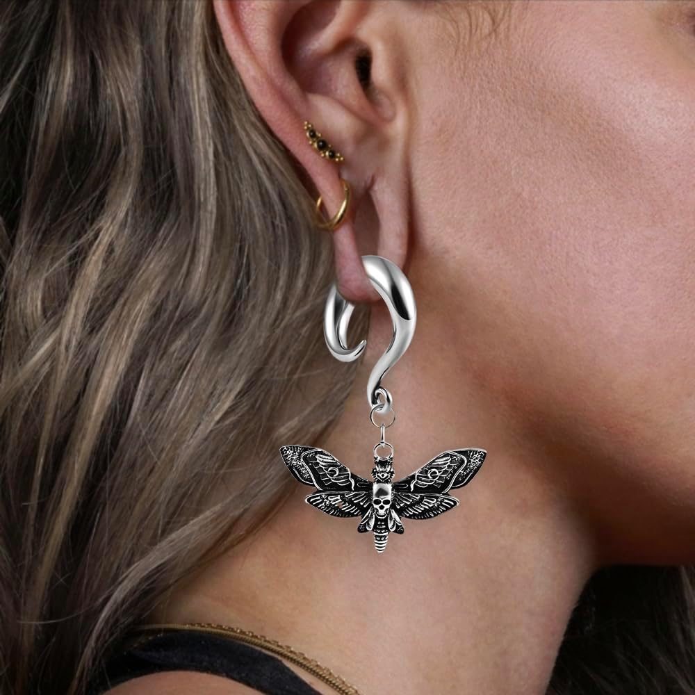 DOEARKO 2 PCS Butterfly Ear Dangle Plugs 316 Stainless Steel Ear Hangers Ear Gauges Piercing Plug Pair Selling 2g 0g Body Jewelry - QIAO CrystalQIAO CrystalQIAO Crystal