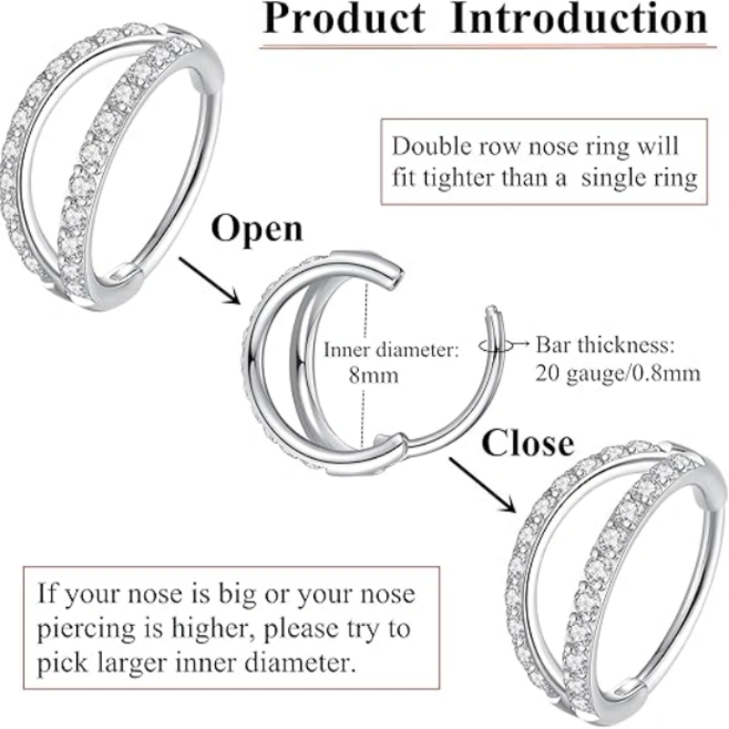 double-cz-hoop-piercing-jewelry-halloween-christmas-20g-nose-rings-6mm-7mm-8mm-classic-16g-cartilage-earrings-6mm12mm-surgical-steel-helix-tragus-lip-hoops-how-to-open-and-close-Product-Introduction