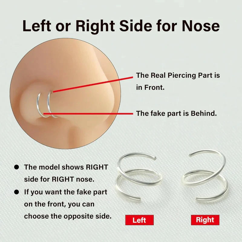 14K Gold Filled/Sterling Silver/Rose Gold Double Hoop Nose Ring for Single Piercing