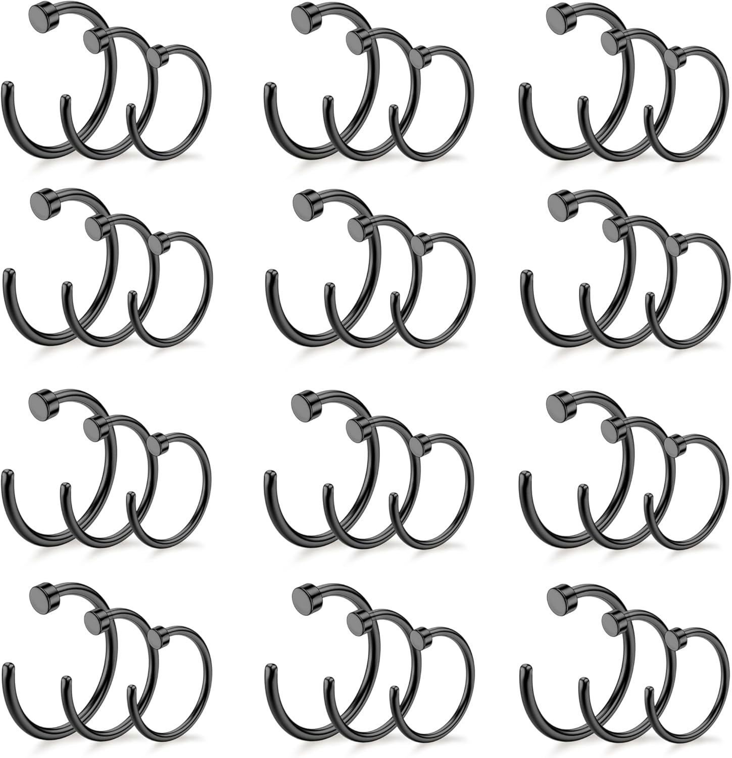 Drperfect 18/20/22G 36PCS 316L Stainless Steel Nose Rings Hoops Nose Piercing Jewelry for Women Men Colored Hoop Nose Ring 6mm 8mm 10mm 12mm - QIAO CrystalQIAO CrystalQIAO Crystal