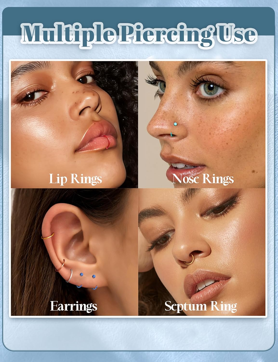 Drperfect 18/20/22G 36PCS 316L Stainless Steel Nose Rings Hoops Nose Piercing Jewelry for Women Men Colored Hoop Nose Ring 6mm 8mm 10mm 12mm - QIAO CrystalQIAO CrystalQIAO Crystal