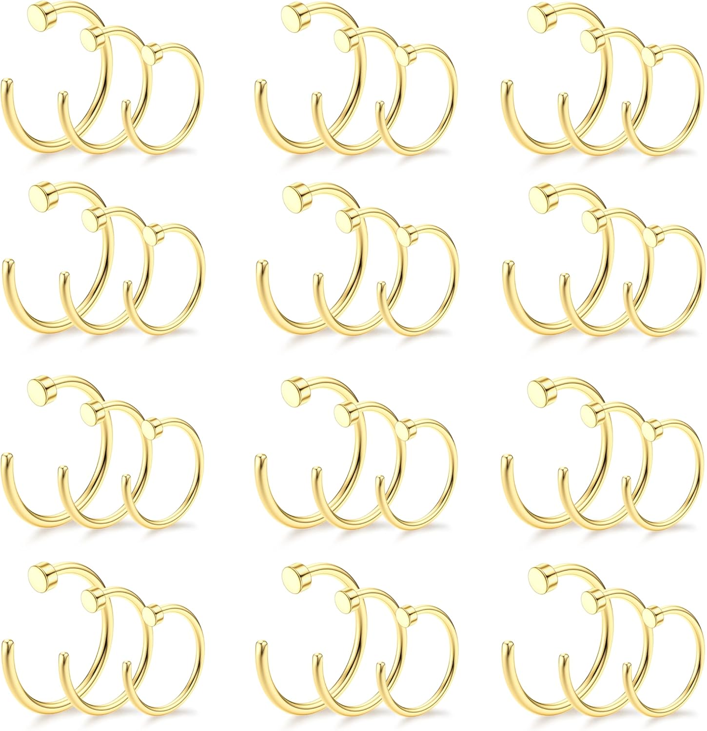 Drperfect 18/20/22G 36PCS 316L Stainless Steel Nose Rings Hoops Nose Piercing Jewelry for Women Men Colored Hoop Nose Ring 6mm 8mm 10mm 12mm - QIAO CrystalQIAO CrystalQIAO Crystal