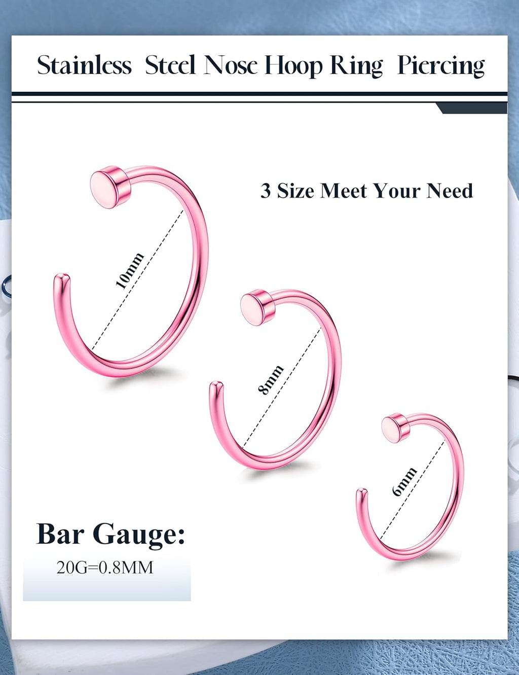 Drperfect 18/20/22G 36PCS 316L Stainless Steel Nose Rings Hoops Nose Piercing Jewelry for Women Men Colored Hoop Nose Ring 6mm 8mm 10mm 12mm - QIAO CrystalQIAO CrystalQIAO Crystal