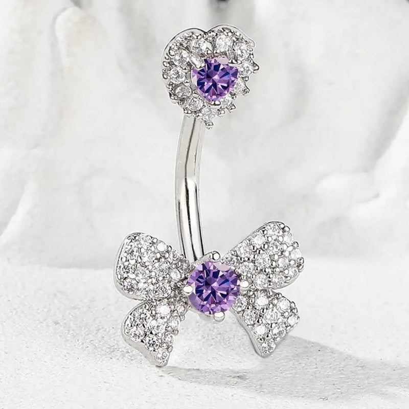 Elegant Love Bow 10mm Gold Plated Zircon Stainless Steel Spike Jewelry Simple Hot Sale Navel Fashion Nose - QIAO CrystalQIAO CrystalQIAO Crystal