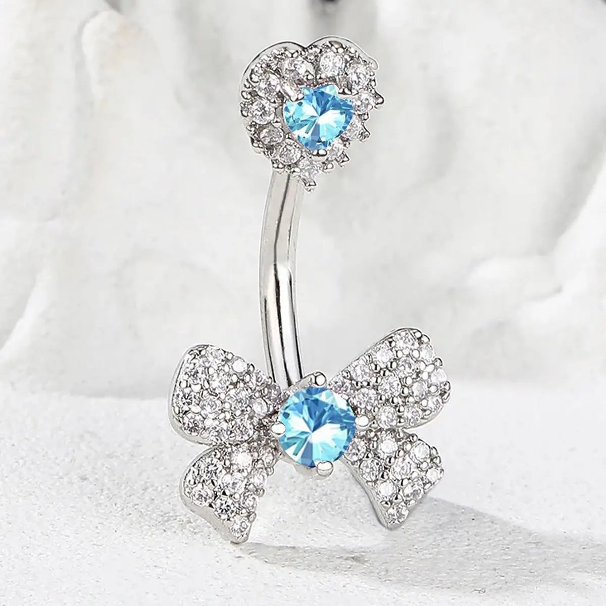 Elegant Love Bow 10mm Gold Plated Zircon Stainless Steel Spike Jewelry Simple Hot Sale Navel Fashion Nose - QIAO CrystalQIAO CrystalQIAO Crystal