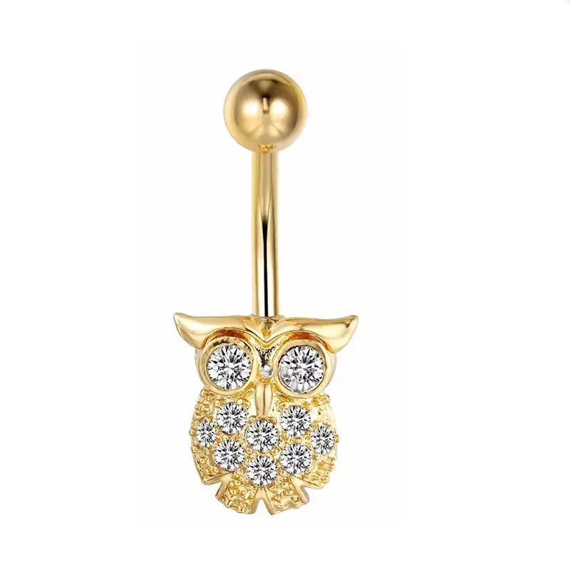 European and American fashion 1.6mm thick stainless steel rod double diamond heart - shaped head inlaid with zircon navel piercing jewelry - QIAO CrystalQIAO CrystalQIAO Crystal