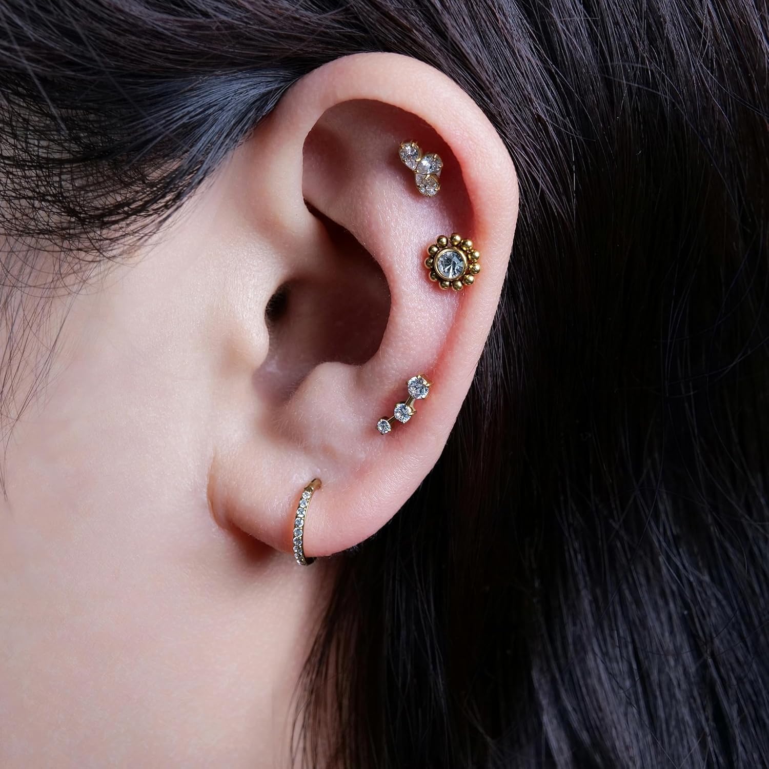 F136 Hypoallergenic Titanium Flat Back Stud G23 Implant Grade Press Fit Threadless Earrings - QIAO CrystalQIAO CrystalQIAO Crystal