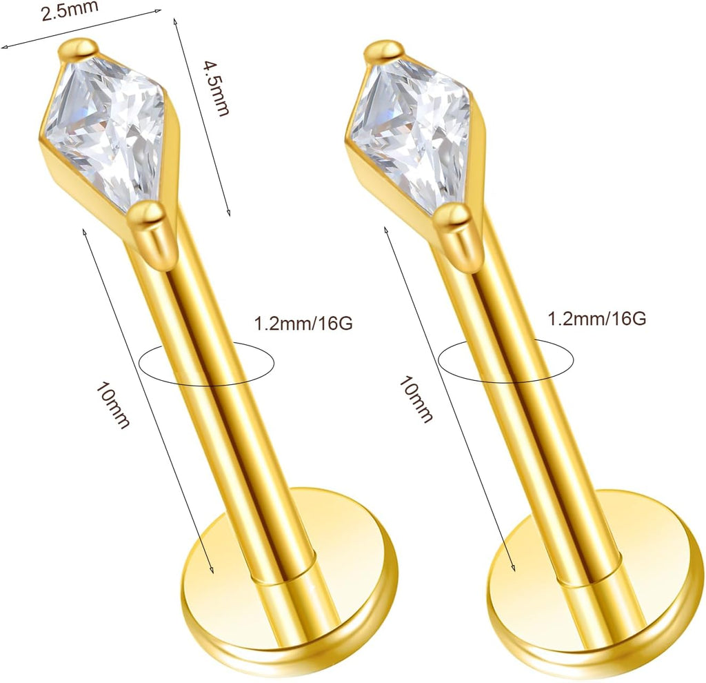 F136 Implant Grade Titanium Press Fit Threadless Push in Labret Cartilage Helix Lip - QIAO CrystalQIAO CrystalQIAO Crystal