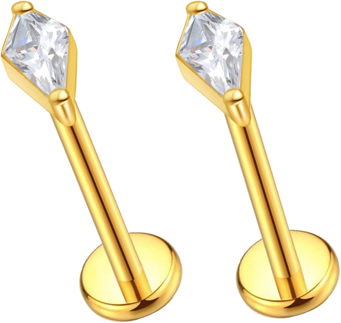 F136 Implant Grade Titanium Press Fit Threadless Push in Labret Cartilage Helix Lip - QIAO CrystalQIAO CrystalQIAO Crystal