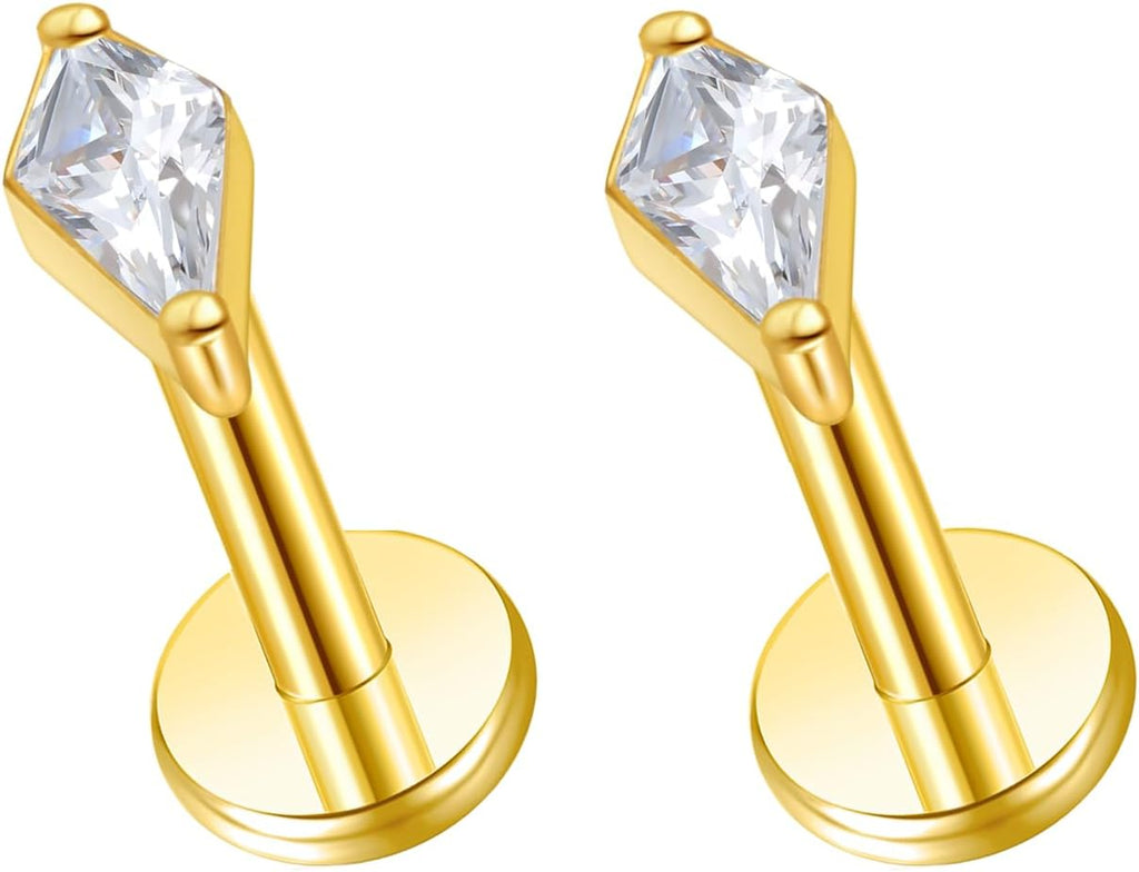 F136 Implant Grade Titanium Press Fit Threadless Push in Labret Cartilage Helix Lip - QIAO CrystalQIAO CrystalQIAO Crystal