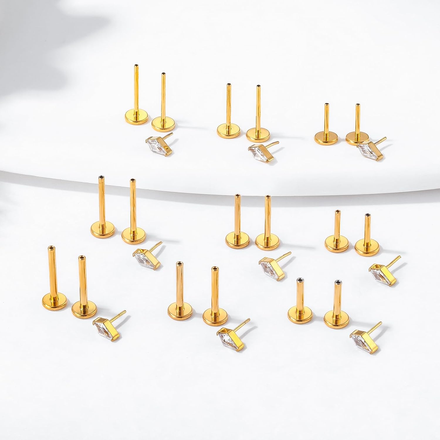 F136 Implant Grade Titanium Press Fit Threadless Push in Labret Cartilage Helix Lip - QIAO CrystalQIAO CrystalQIAO Crystal