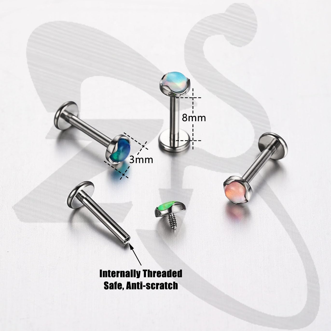 F136 Titanium 16G 8mm Medusa Piercing Jewelry for Conch Tragus Helix Labret - QIAO CrystalQIAO CrystalQIAO Crystal