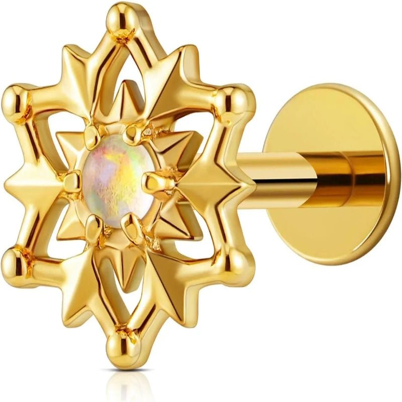 F136 Titanium 16G Flat Back Stud with 6mm 8mm post for Conch Helix Tragus Flat Labret - QIAO CrystalQIAO CrystalQIAO Crystal