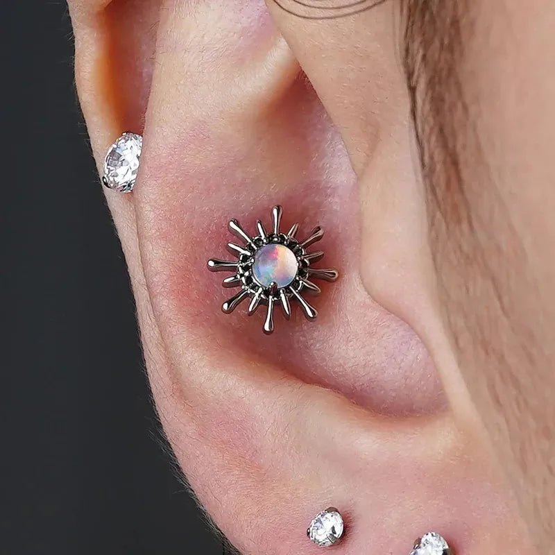 F136 Titanium 16G Flat Back Stud with 6mm 8mm post for Conch Helix Tragus Flat Labret - QIAO CrystalQIAO CrystalQIAO Crystal