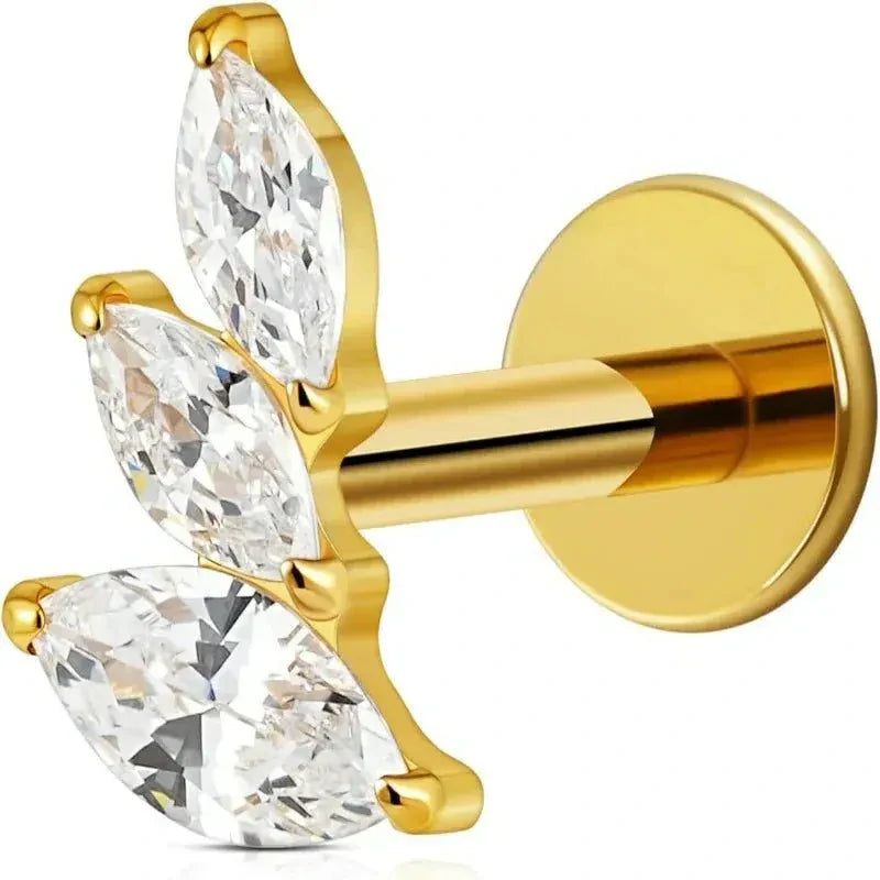 F136 Titanium Flat back Stud for Conch Helix Flat Tragus Left Ear/Right Ear