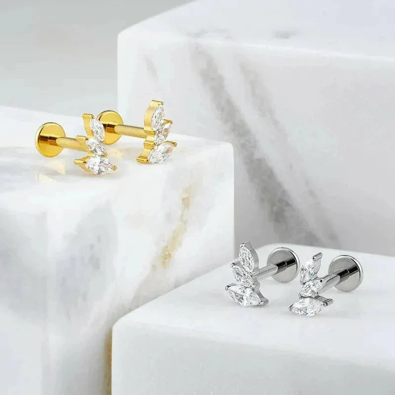 F136 Titanium Flat back Stud for Conch Helix Flat Tragus Left Ear/Right Ear