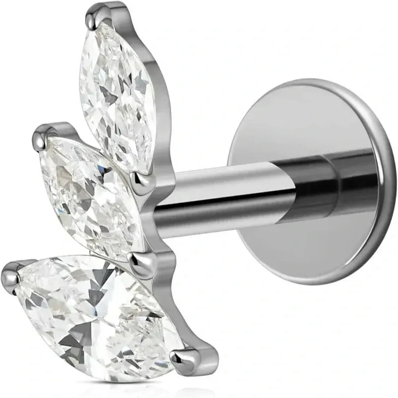 F136 Titanium Flat back Stud for Conch Helix Flat Tragus Left Ear/Right Ear