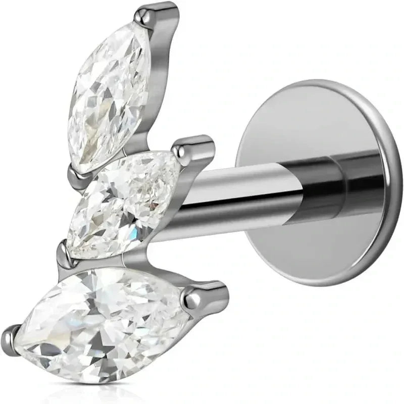 F136 Titanium Flat back Stud for Conch Helix Flat Tragus Left Ear/Right Ear