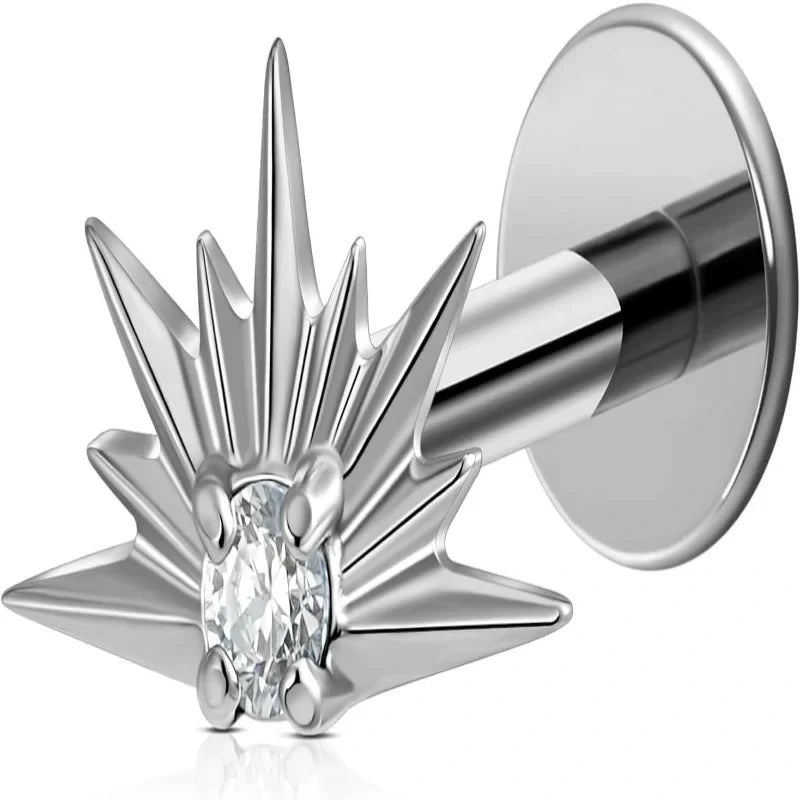 F136 Titanium North Star Piercing Jewelry for Conch Helix Flat Tragus Lobe - QIAO CrystalQIAO CrystalQIAO Crystal
