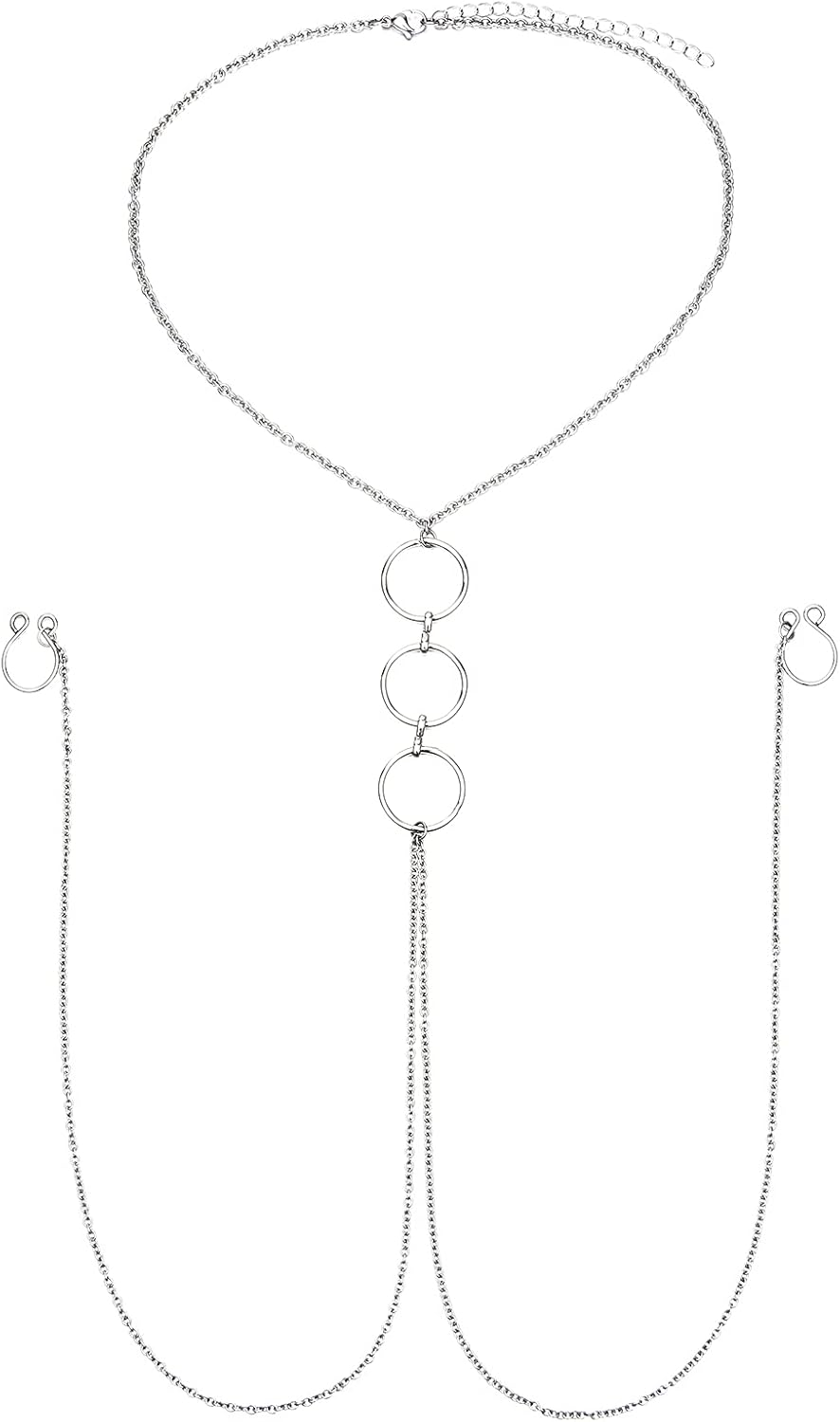 Fake Nipple Piercing with Chain Fake Nipple Rings Sexy Non Piercing Nipple Ring with Necklaces - QIAO CrystalQIAO CrystalQIAO Crystal