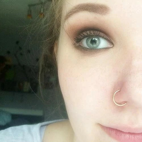 Fake Nose Ring Hoop Faux Nose Piercing Spring Clip on No Pierced Non Piercing