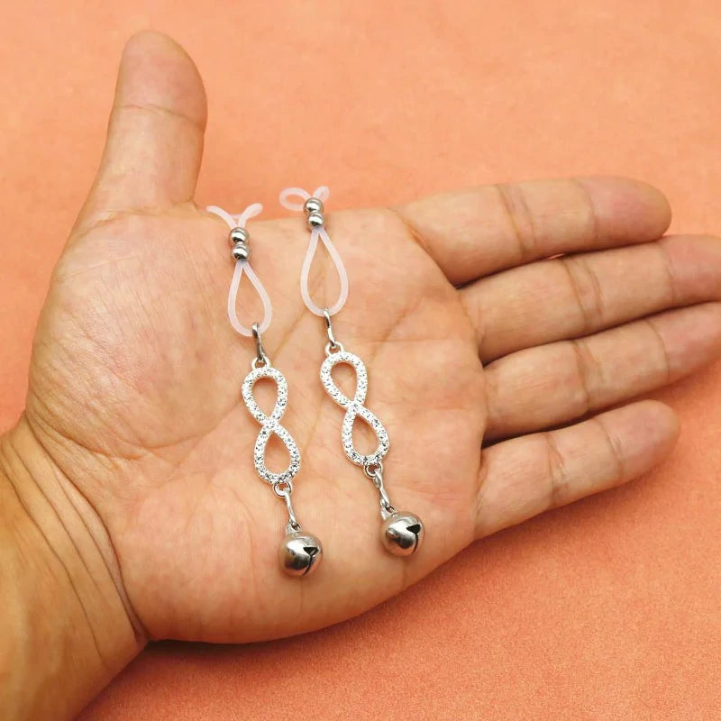 Faux Nipple Piercing Jewelry Rhinestone Nipple Chains Bells Nipple Noose